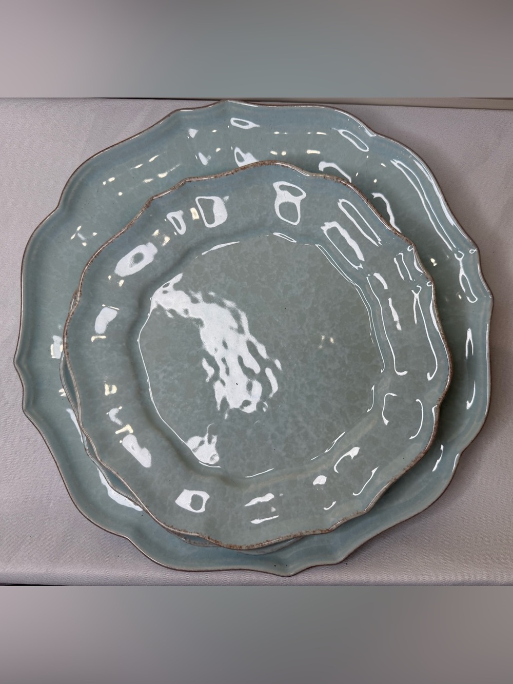 Blue Casa Stone by Casafina Made in Portugal 2 Salad Plates & 1 Dinner Plate